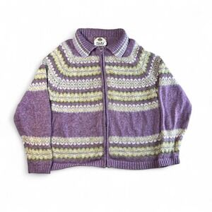 Vintage Tiara International purple and green zip up sweater